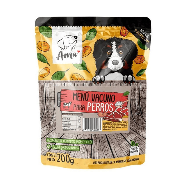 AMA PET POUCH 200 GRS PERRO SABOR VACUNO
