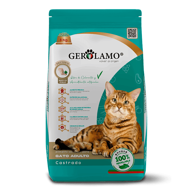 GEROLAMO 8 KG GATO ADULTO CASTRADO