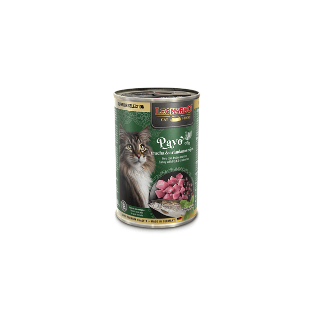 LEONARDO 400 GRS. LATA PAVO TRUCHA ARANDANO
