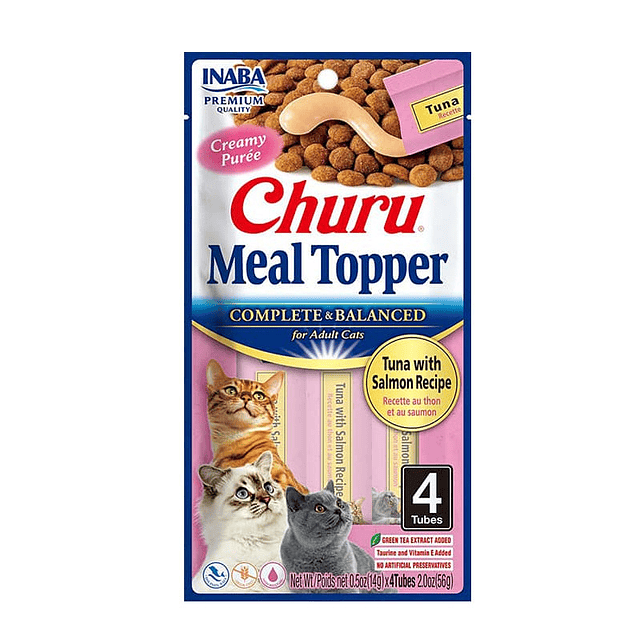 CHURU GATO MEAL TOPPER ATUN Y SALMON 4 UNID