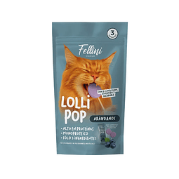 FELLINI SNACK LOLLIPOP ARANDANO GATO X 3 UNID