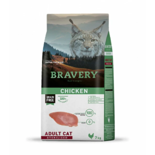 BRAVERY 7 KG. ADULT STERILIZED POLLO
