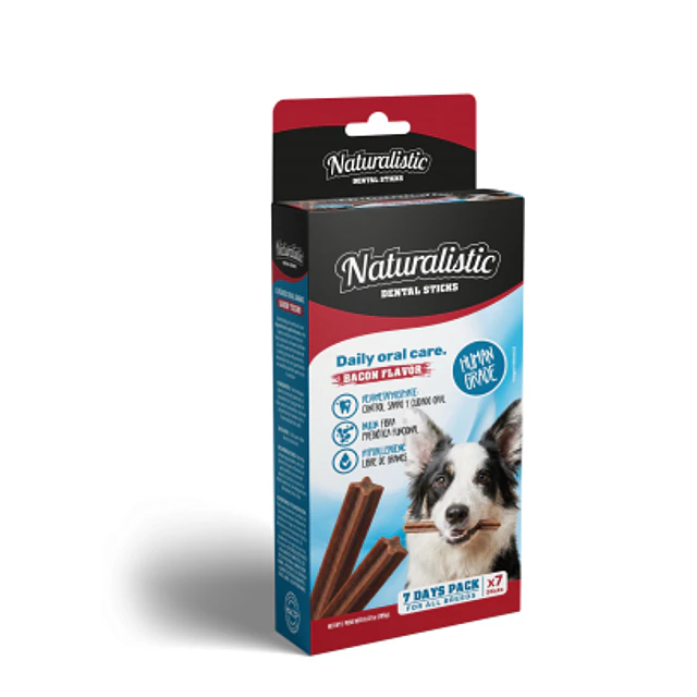 NATURALISTIC DENTAL STICK BACON FLAVOR, 7 UN, ALL BREEDS