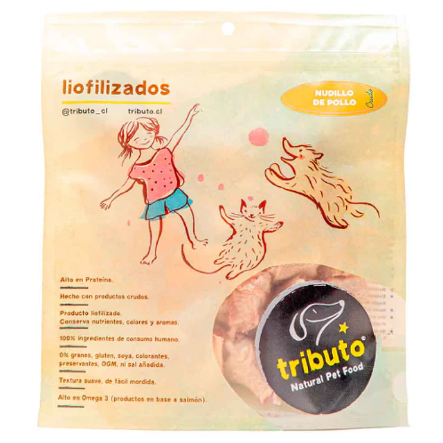 TRIBUTO 100 GRS. SNACK CRUDO NUDILLOS DE POLLO