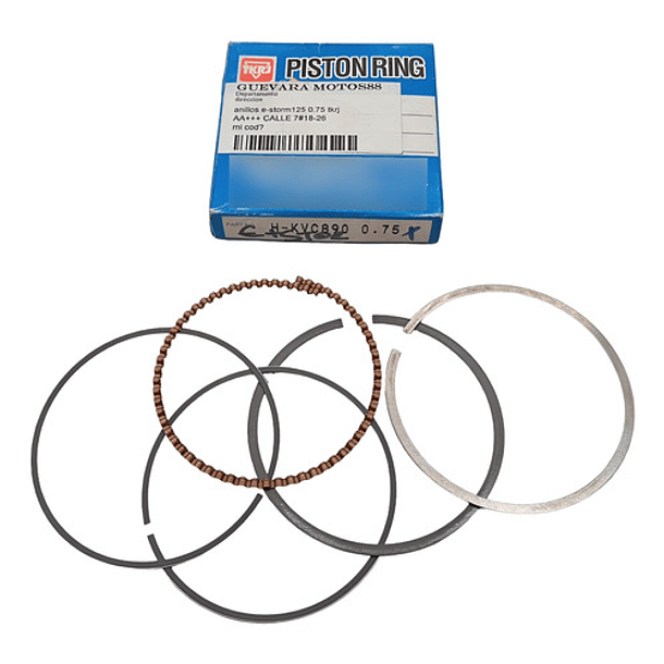 anillos e-storm125-cb125e 0.75 tkrj + 1