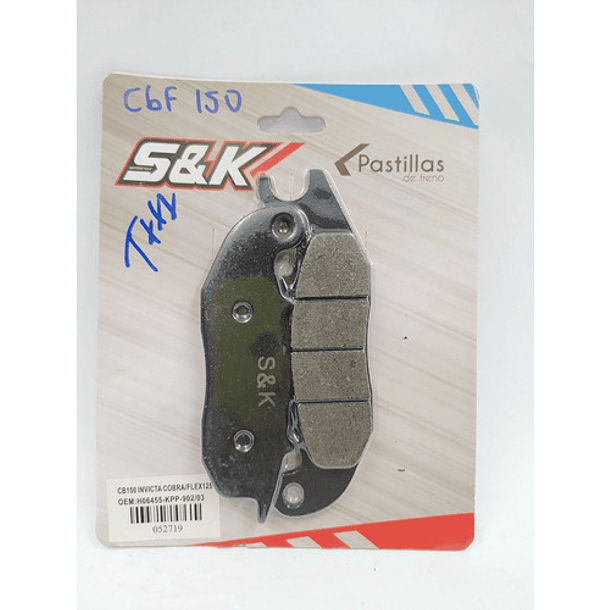 Pastillas De Freno Cbf-150 Invicta // Flex-125 ( S&k )