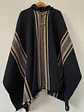Poncho con Gorro Gris Marengo - Peinecillo Beige. - Miniatura 1