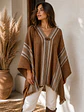 Poncho tradicional color Camel - Listado cordoncillo Beige. - Miniatura 4