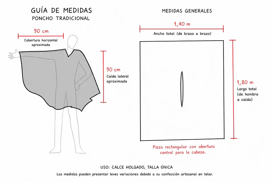 Poncho tradicional color Camel - Listado cordoncillo Beige. 6