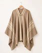 Poncho Tradicional - Color Bisón - con Listado Peinecillo Beige. - Miniatura 1