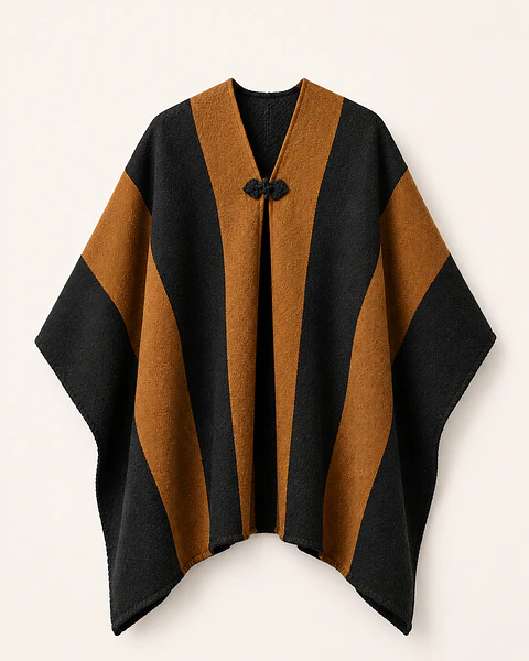 Poncho Tradicional Gris Marengo – Peinecillo Beige.