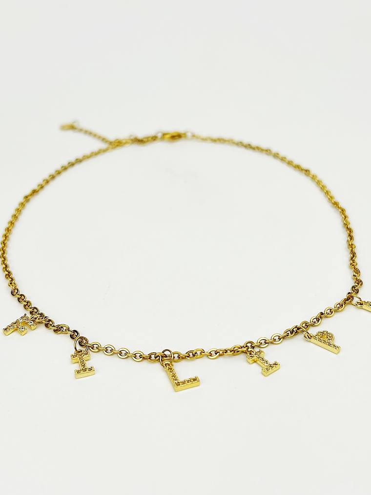 Colar Letras c/ Zircónias 1