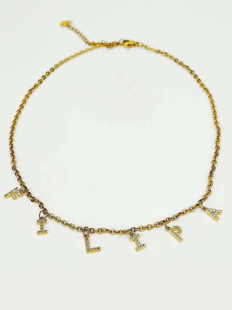 Colar Letras c/ Zircónias 2