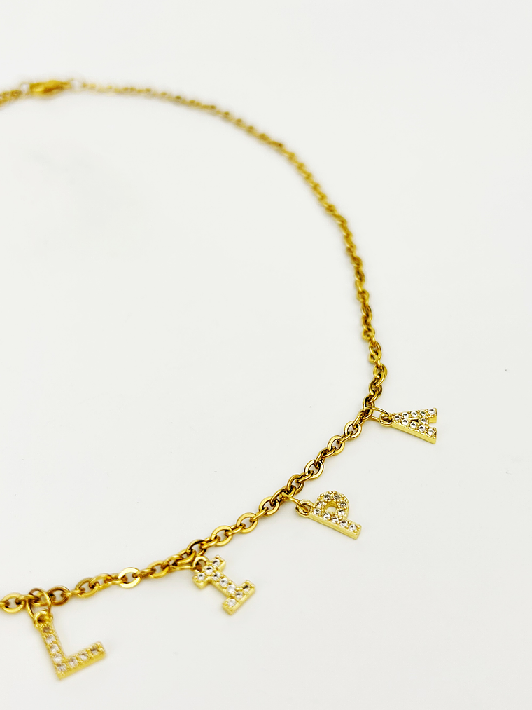 Colar Letras c/ Zircónias 5
