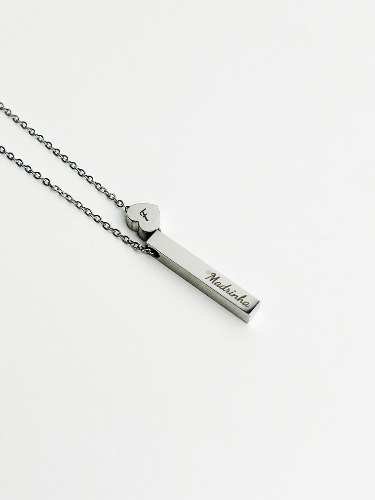 Colar Barra e Coração Personalizado 4
