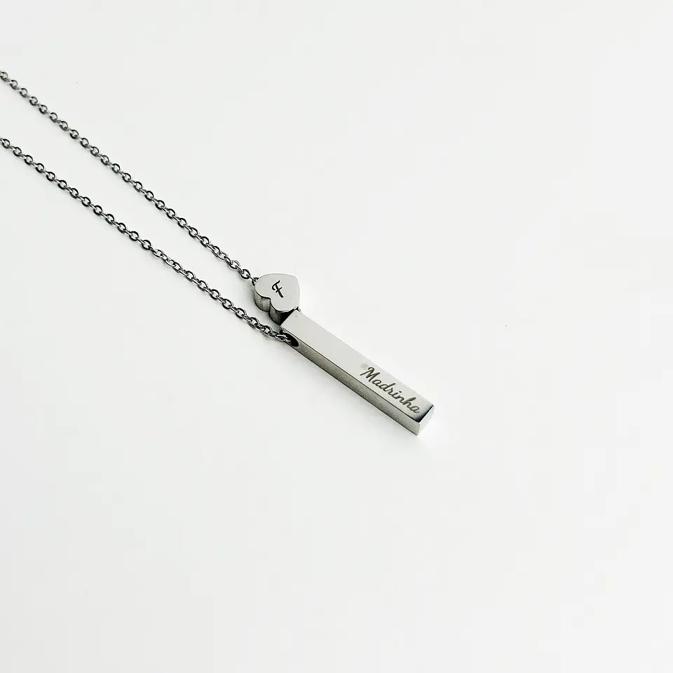 Colar Barra e Coração Personalizado 4