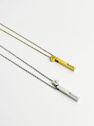 Colar Barra e Coração Personalizado