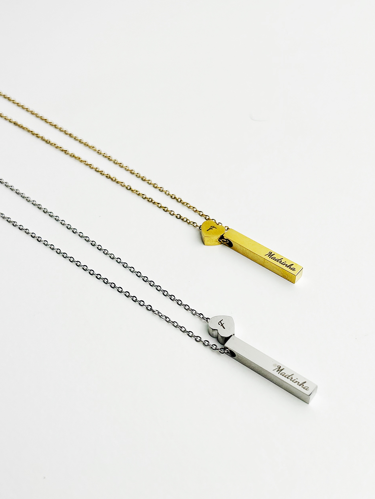 Colar Barra e Coração Personalizado 1