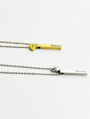 Colar Barra e Coração Personalizado