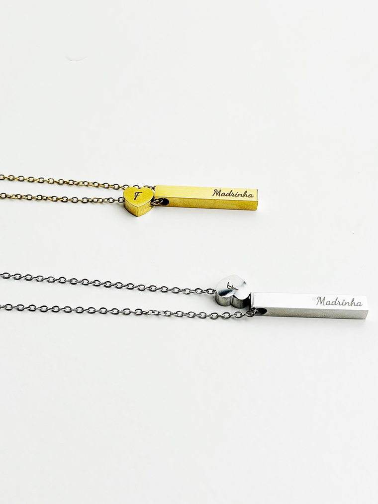 Colar Barra e Coração Personalizado 2