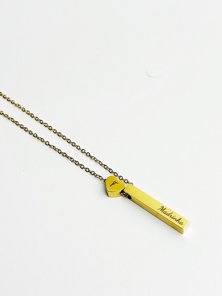 Colar Barra e Coração Personalizado 5