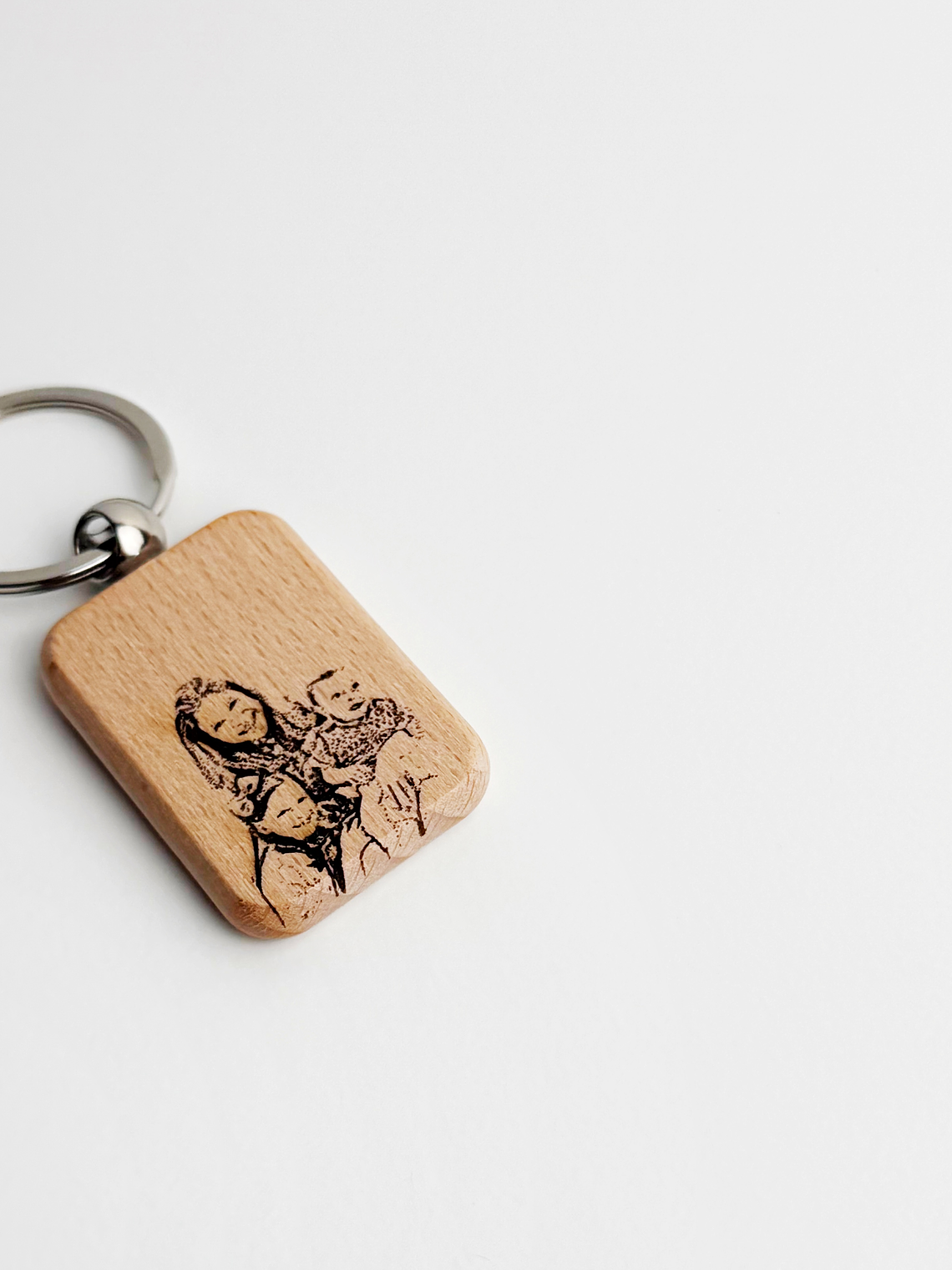 Porta-chaves Quadrado Madeira Personalizado com Fotografia 2
