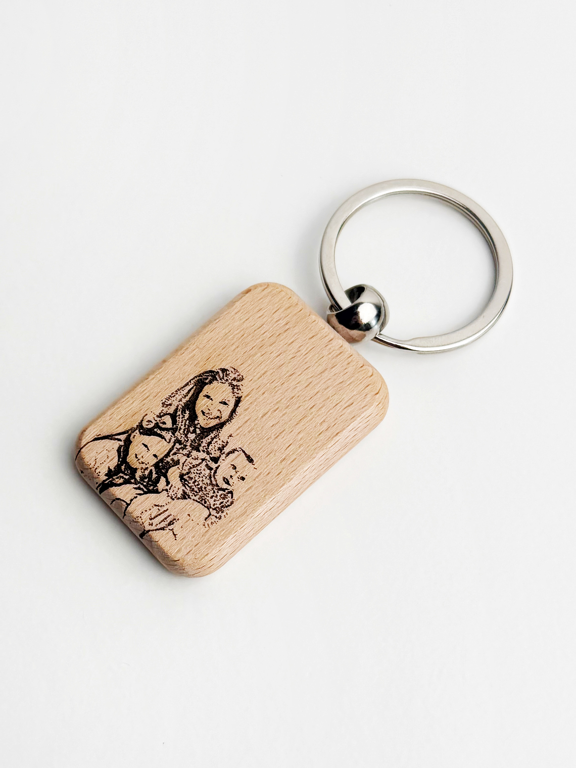 Porta-chaves Quadrado Madeira Personalizado com Fotografia 1