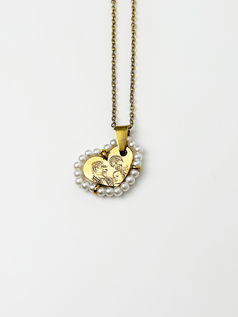 Colar Coração c/ Pérolas com Fotografia 3