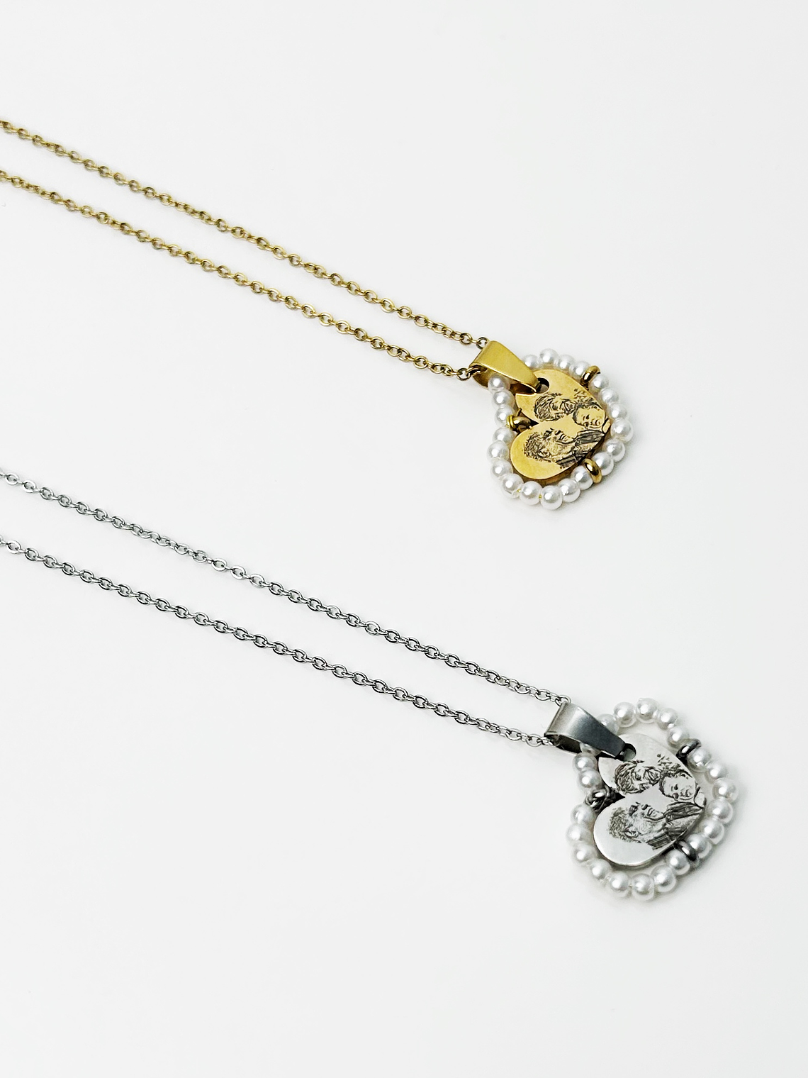 Colar Coração c/ Pérolas com Fotografia 1