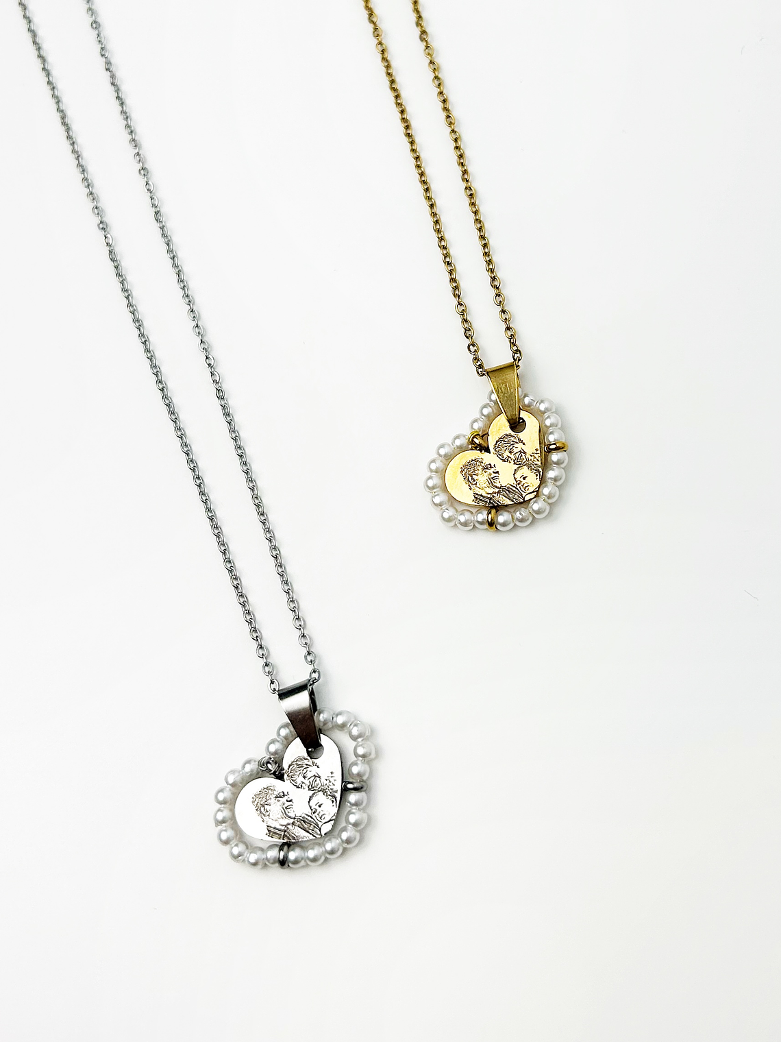 Colar Coração c/ Pérolas com Fotografia 2