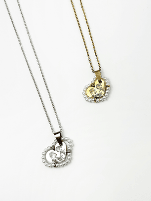 Colar Coração c/ Pérolas com Fotografia