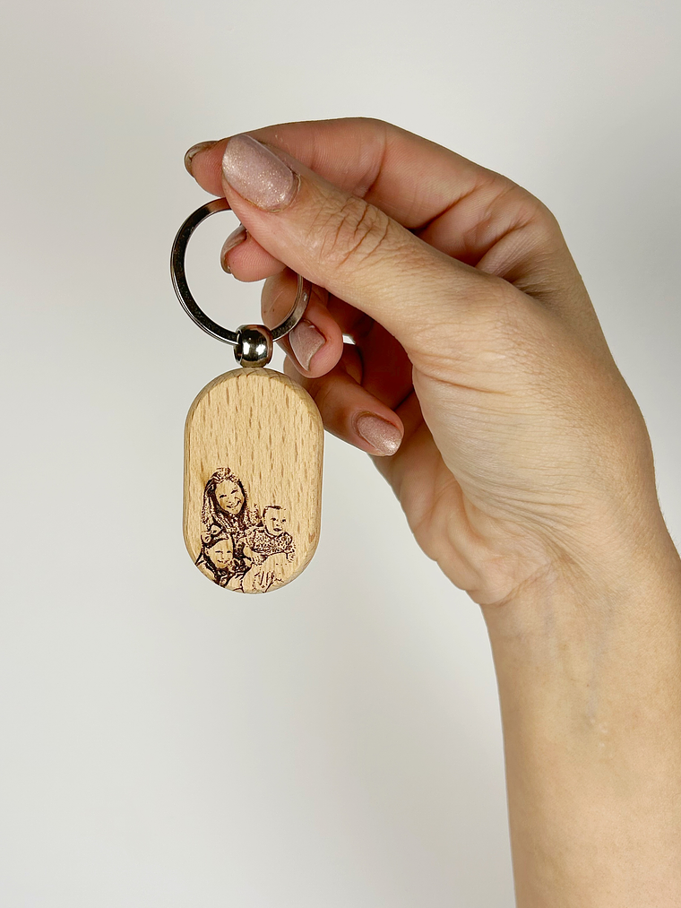 Porta-chaves Arredondado Madeira Personalizado com Fotografia  3