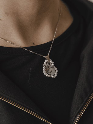 Colar Coração c/ Pérolas com Fotografia