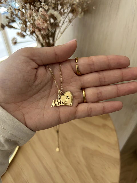 Colar Personalizado Coração Trabalhado c/ Letra