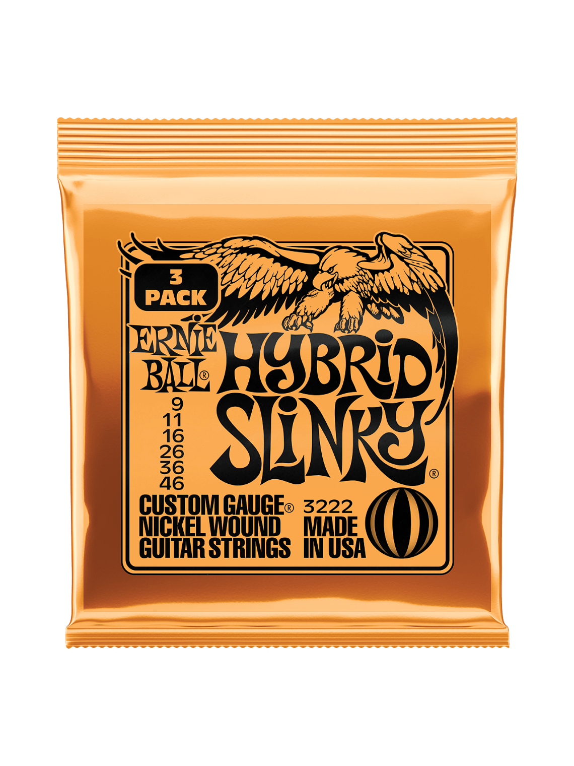 Cuerdas para Guitarra Electrica Hybrid Slinky Nickel Wound  P03222 Pack 3 Cuerdas Ernie Ball 1