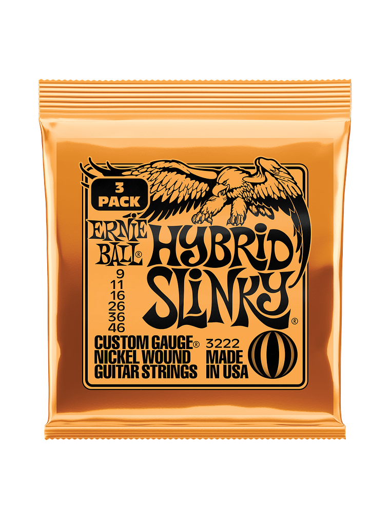 Cuerdas para Guitarra Electrica Hybrid Slinky Nickel Wound  P03222 Pack 3 Cuerdas Ernie Ball 1