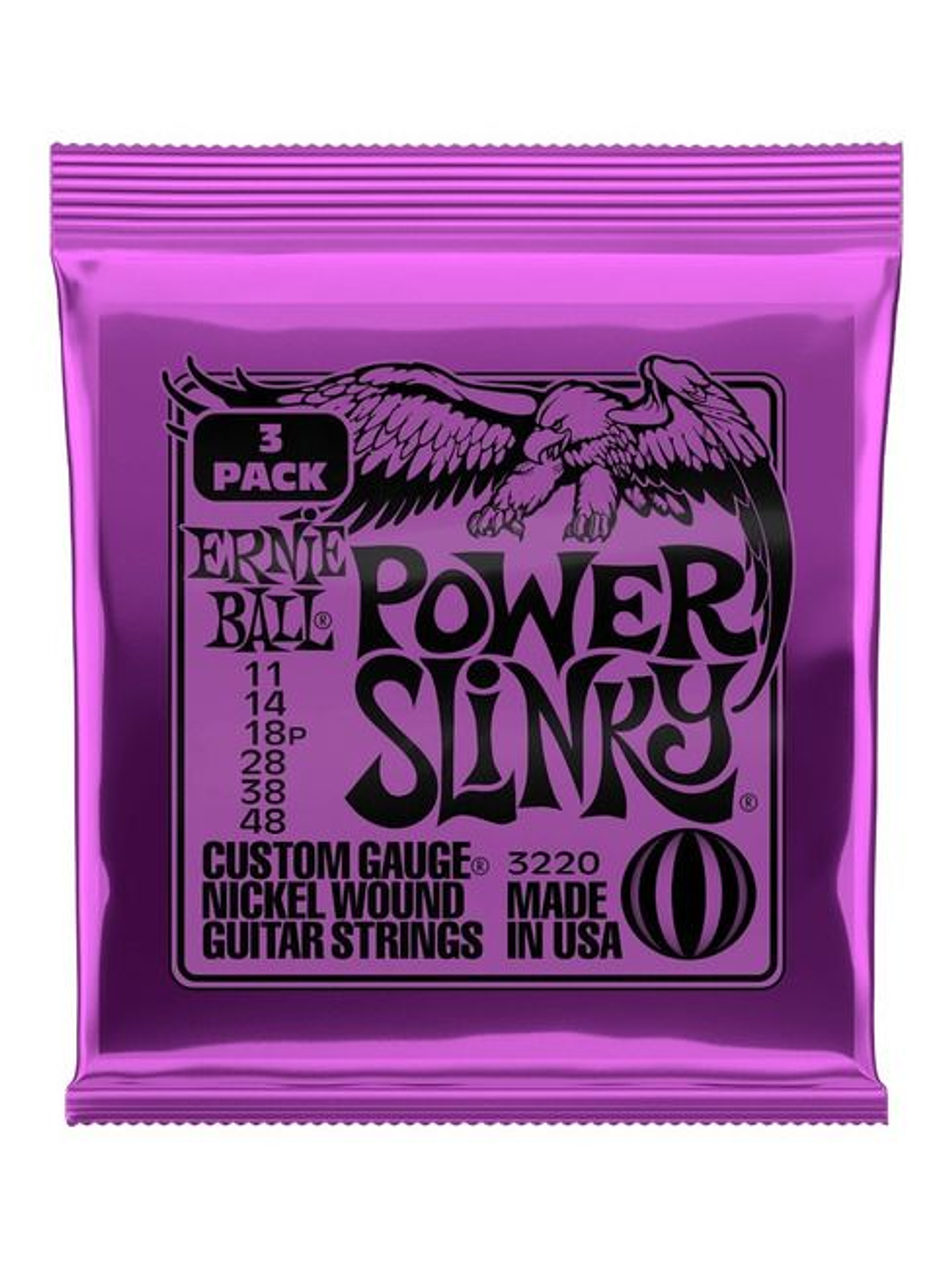 P03220 Pack 3 set Cuerda Guitarra Power Slinky 11-48 ERNIE BALL 1