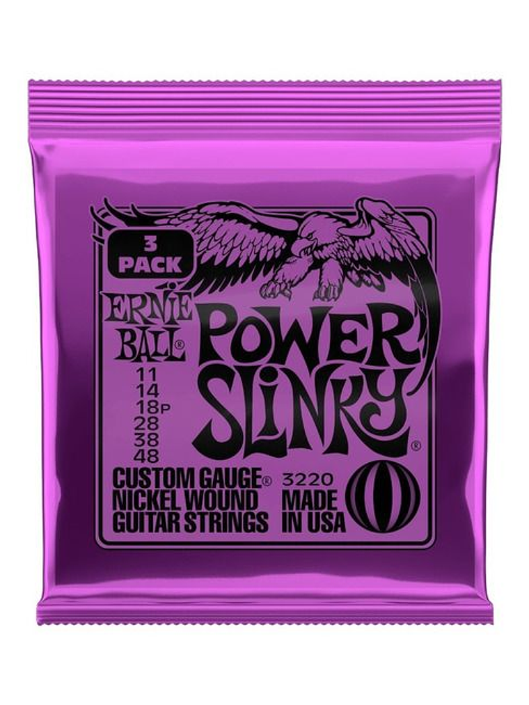 P03220 Pack 3 set Cuerda Guitarra Power Slinky 11-48 ERNIE BALL 1