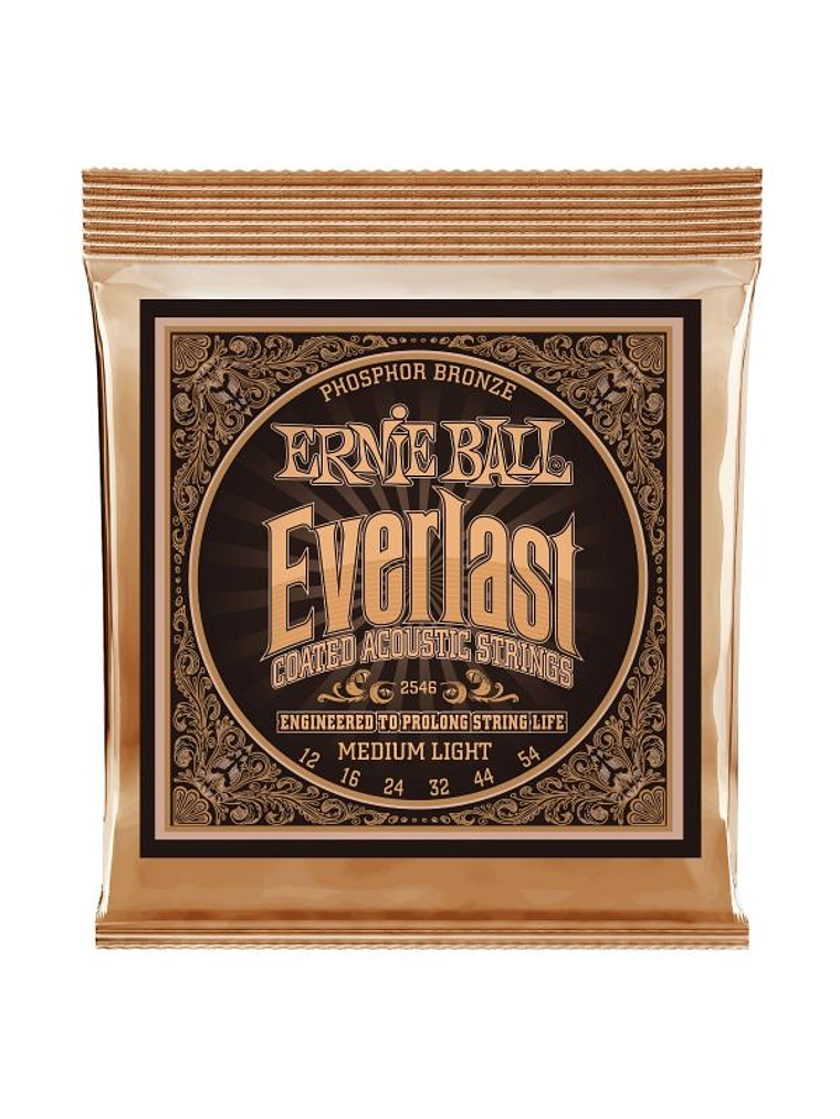 P02546 Cuerdas Everlast Fosforo/Bronce Medium Light 12-54 ERNIE BALL, 1