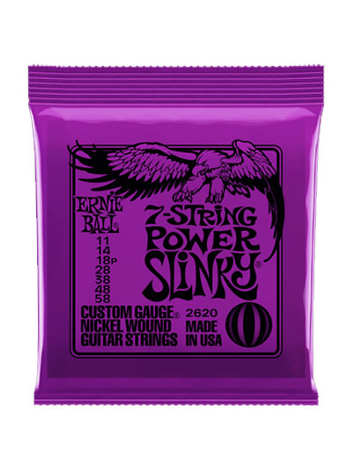 P02620 Set 7 Cuerdas G. Eléctrica Power Slinky 11-58 Ernie Ball 1