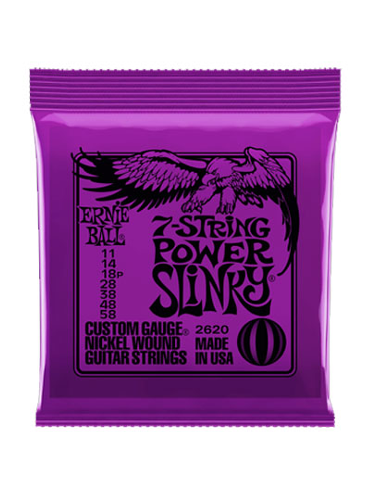 P02620 Set 7 Cuerdas G. Eléctrica Power Slinky 11-58 Ernie Ball 1
