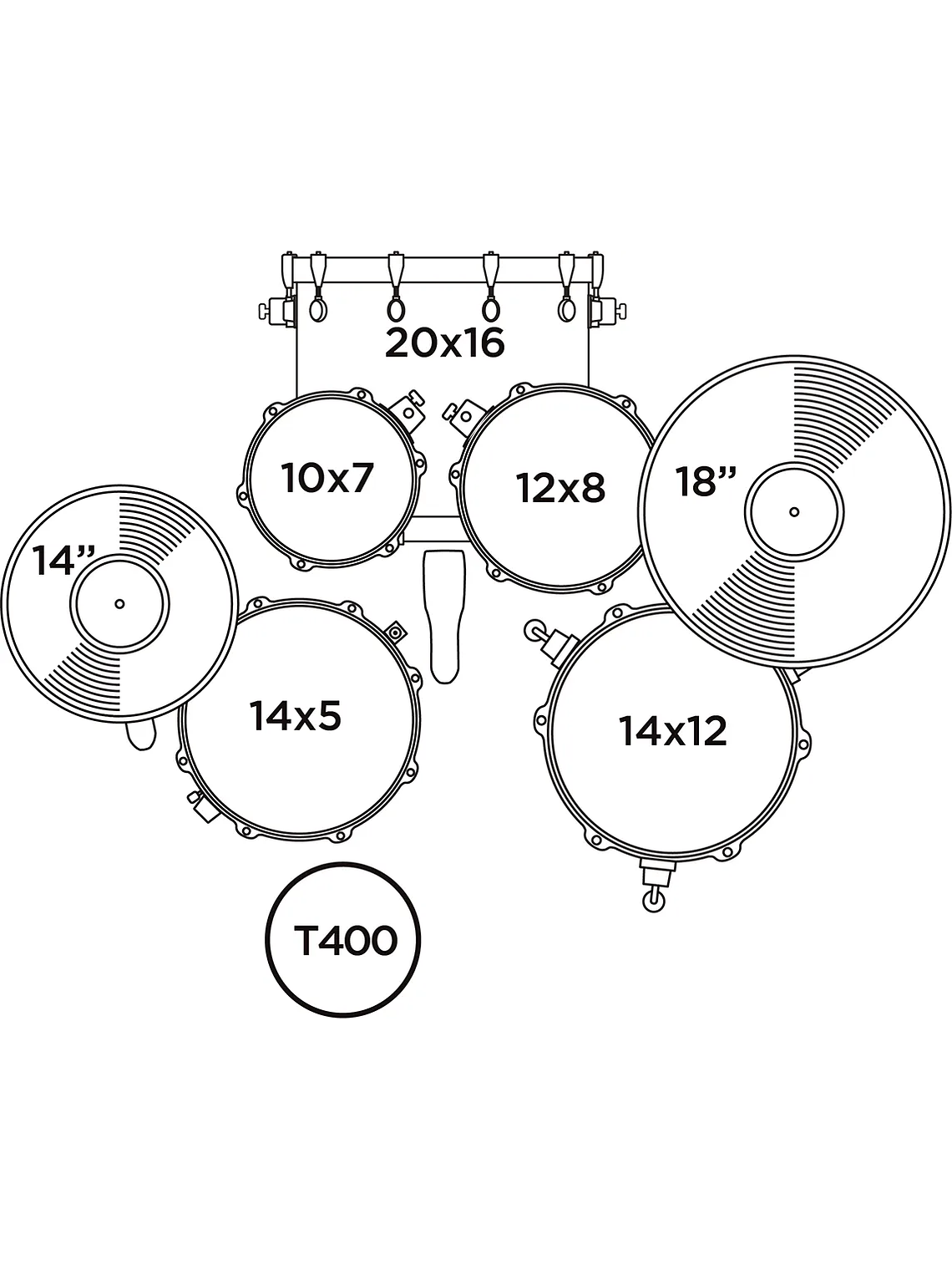 Ve5044FTCVH Batería Venus 4Pcs Hw C/Platos Black Galaxy Sparkle, Mapex  3