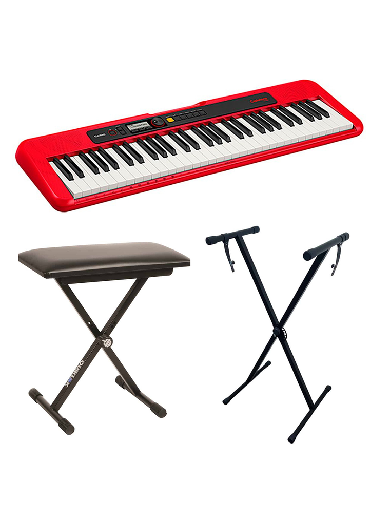 Pack Teclado Casio CT-S200 Rojo + Atril + Sillin 1