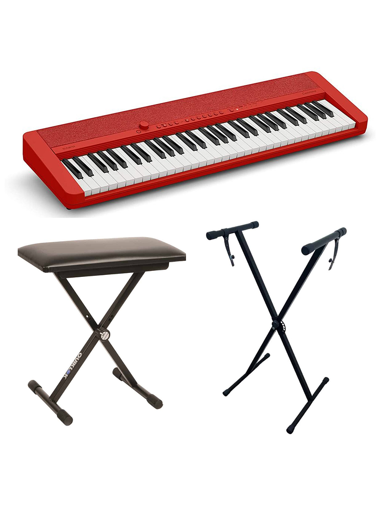 Pack Teclado Casio CT-S1 Rojo + Atril + Sillin. 1