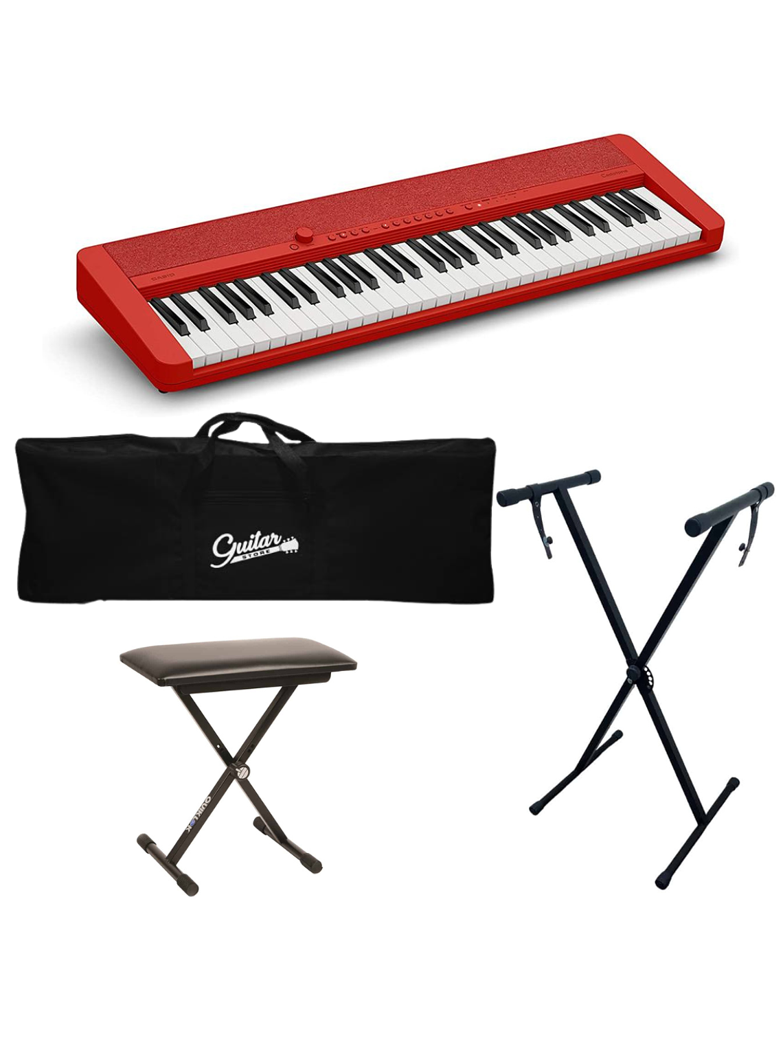 Full Pack Teclado 61 Teclas Casio CT-S1 Rojo + Atril + Sillin + Funda 1