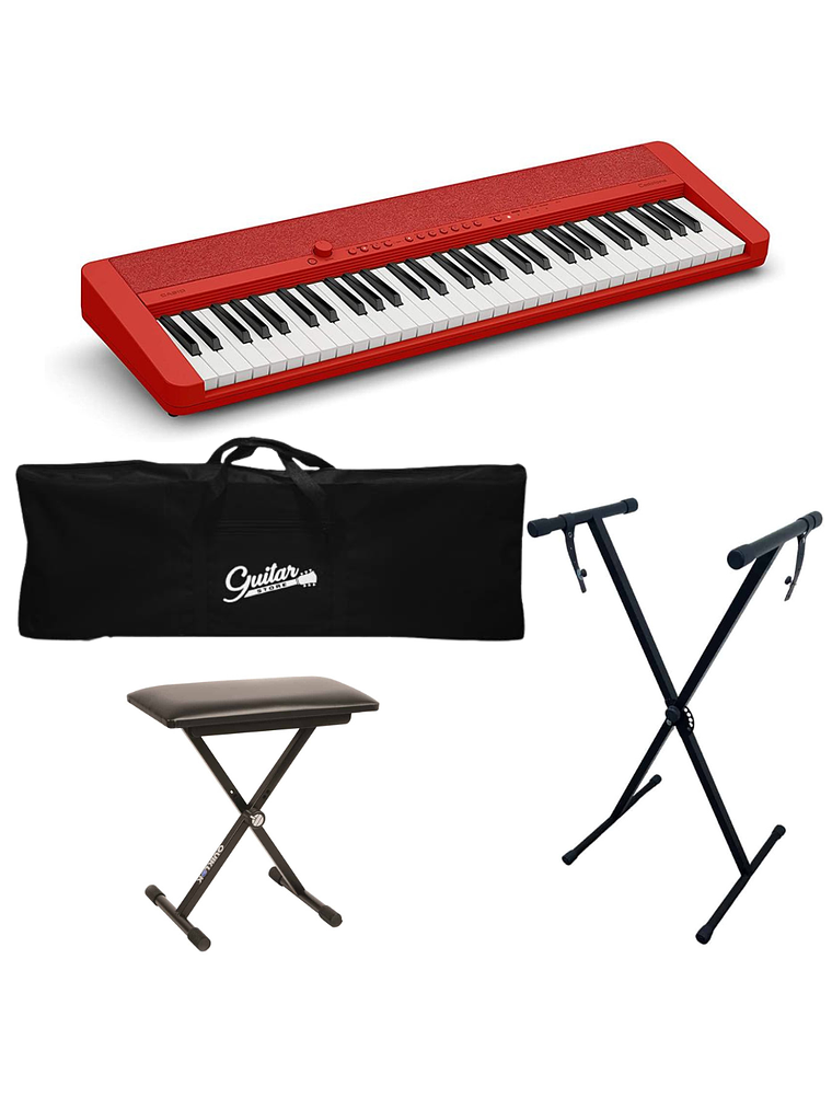 Full Pack Teclado 61 Teclas Casio CT-S1 Rojo + Atril + Sillin + Funda 1