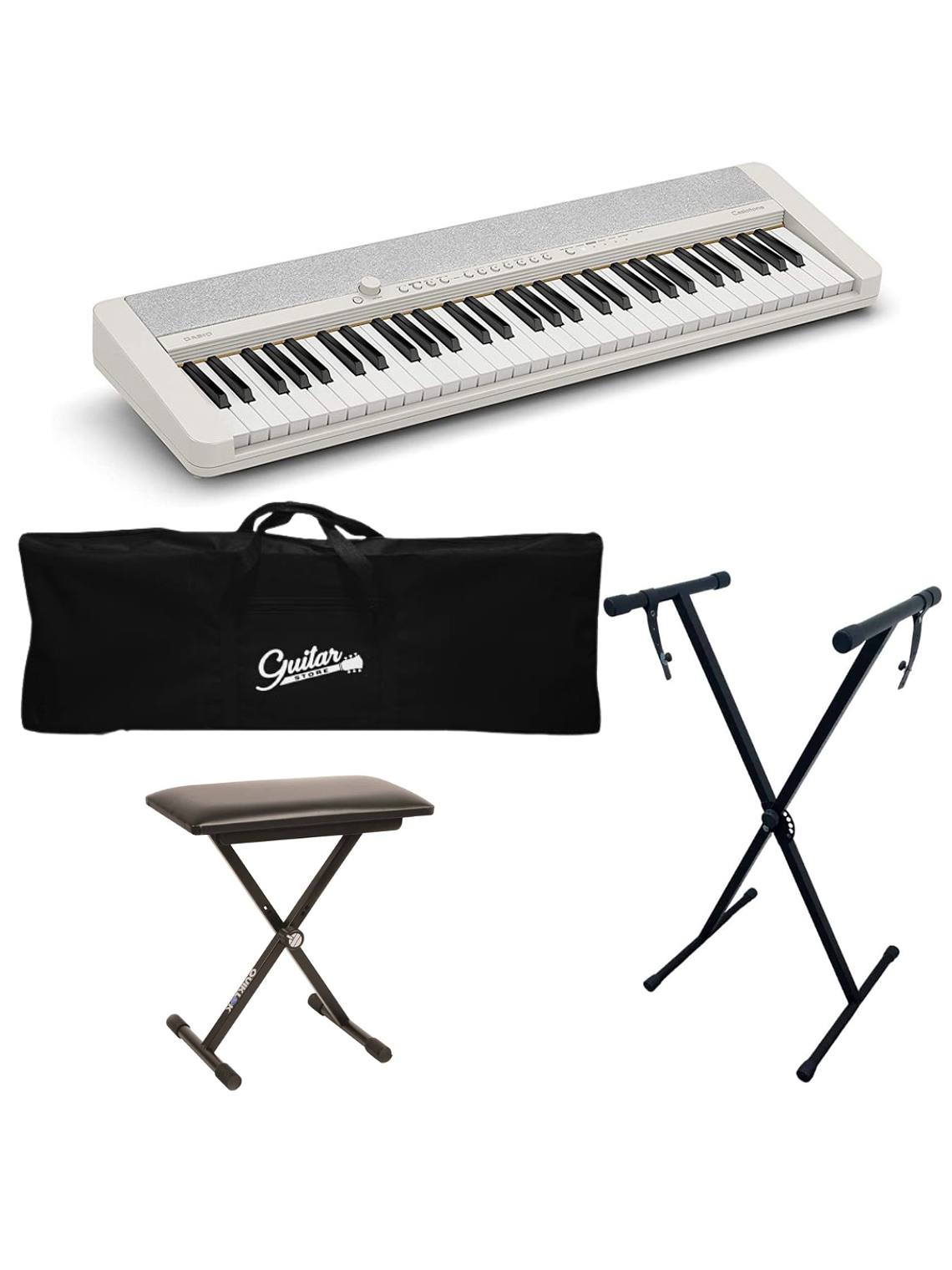 Full Pack Teclado 61 Teclas Casio CT-S1 Blanco + Atril + Sillin + Funda 1