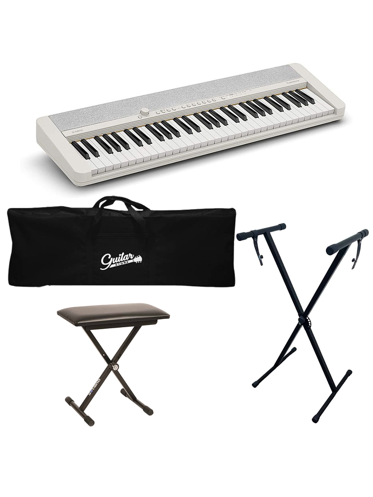 Full Pack Teclado 61 Teclas Casio CT-S1 Blanco + Atril + Sillin + Funda 1