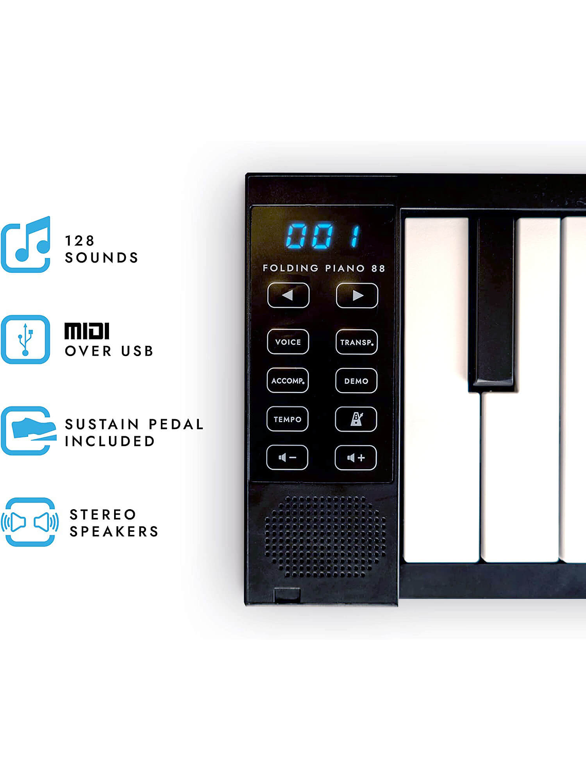 FP88 Teclado Digital Plegable Transportable Negro, Carry-On by BlackStar 2