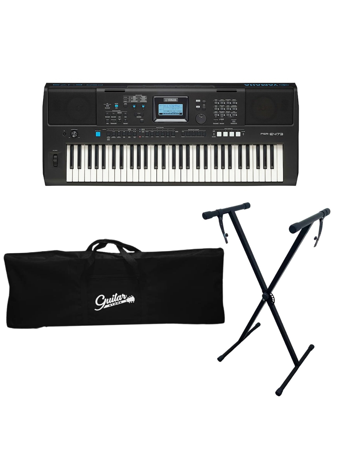 PSR-E473 Pack Teclado Digital Yamaha Atril + Funda  1